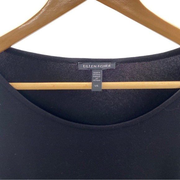 NEW Eileen Fisher Stretch Jersey Knit Jewel Neck Dress Black Size Large - Picture 7 of 10